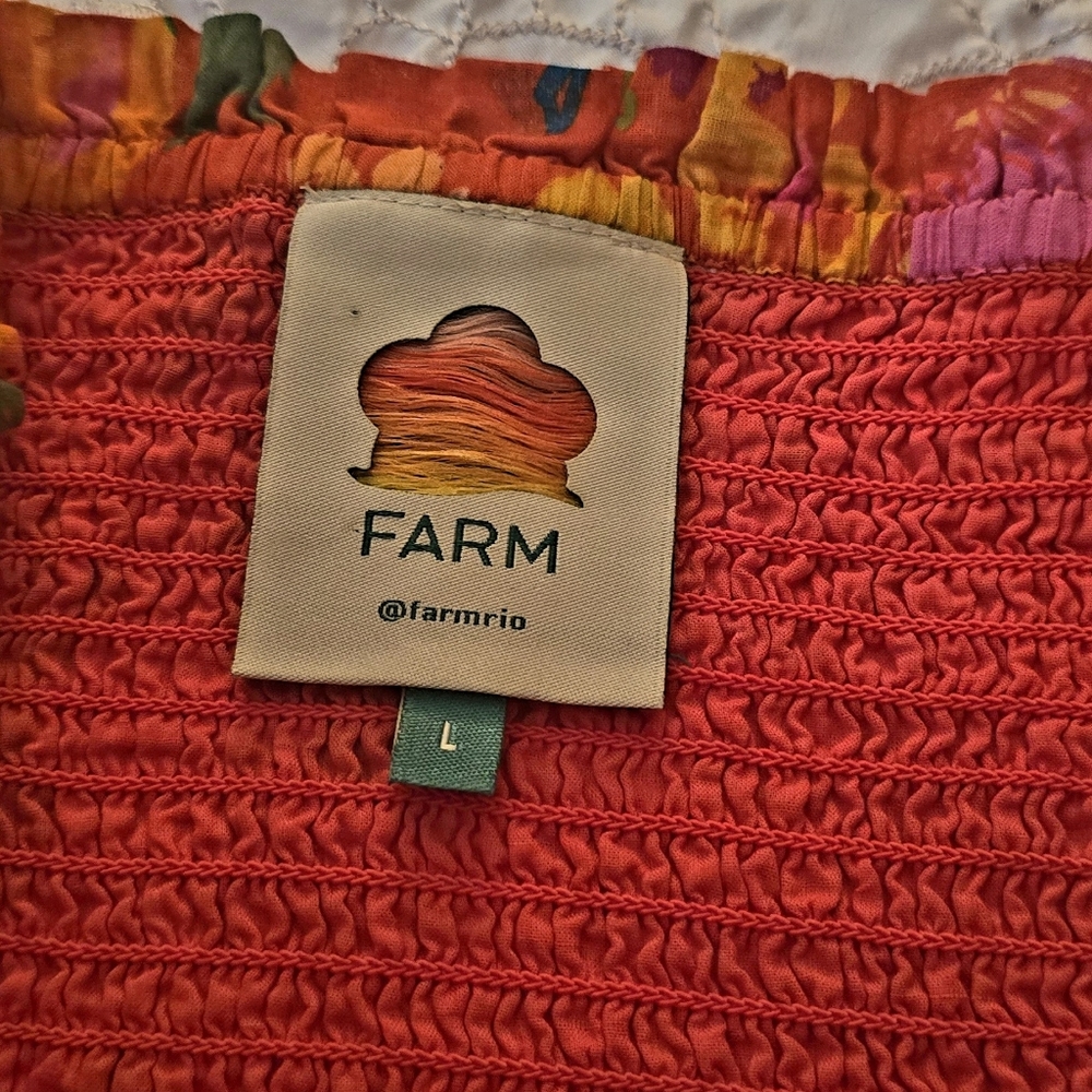 FARM Rio Vibrant Pink and Orange Floral Smocked Mini Dress. Bananas - Picture 2 of 4